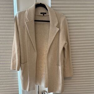 Quince Beige Open Front Cardigan
